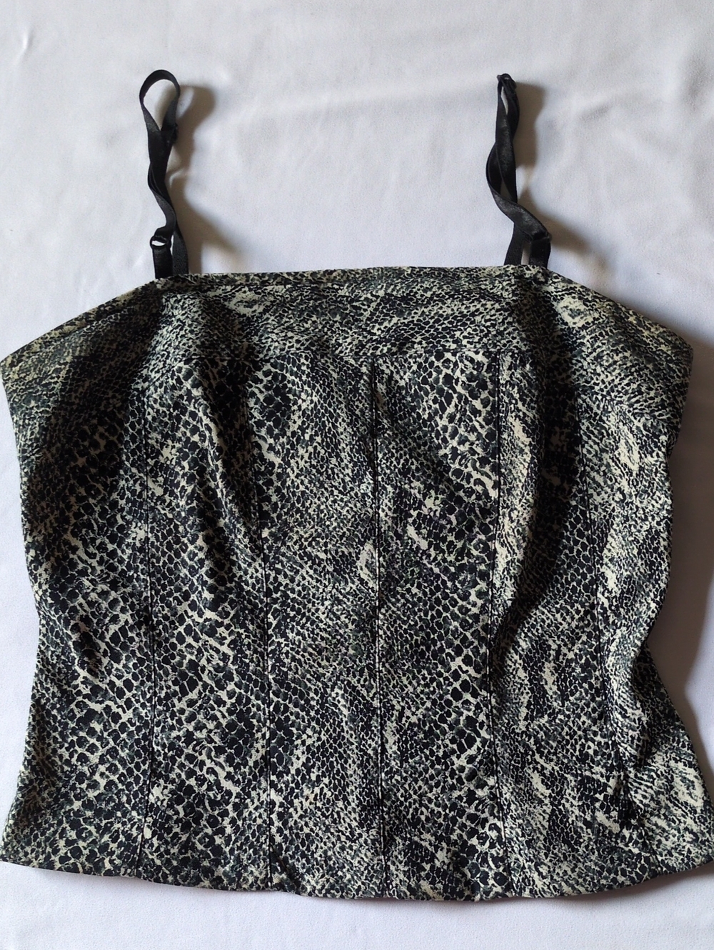 Reptile-Pattern Tank Top Black & Cream 32" Bust
